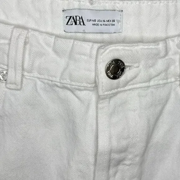 Zara Straight Leg White Jeans Size 14 - Picture 3 of 6
